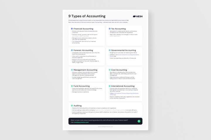 Cheat sheet: 9 types of accounting